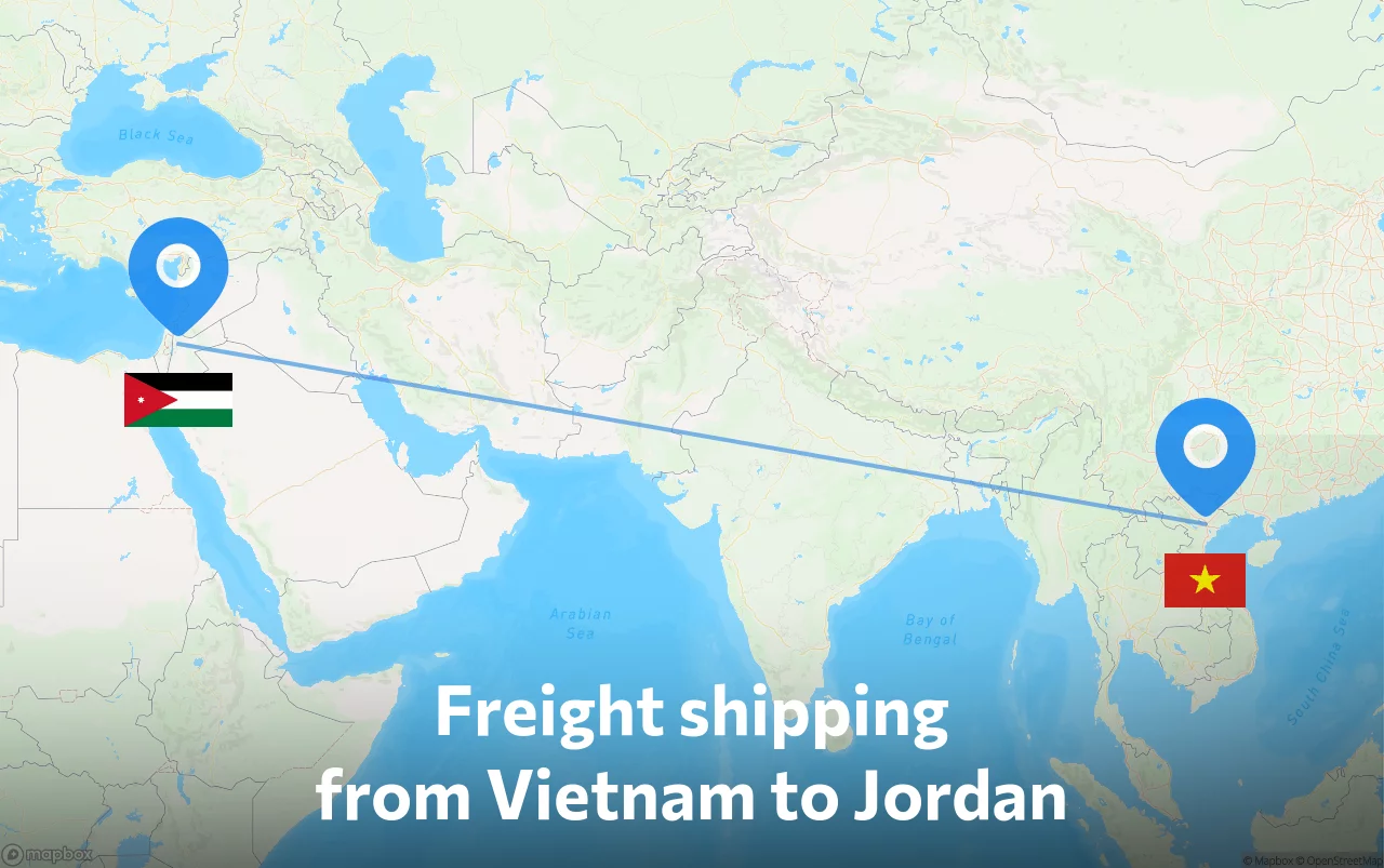 Shipping route from Vietnam to Jordan