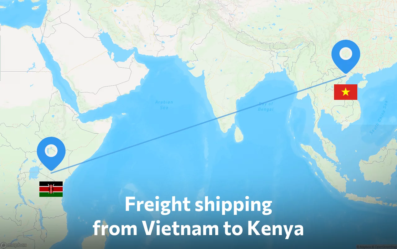Shipping route from Vietnam to Kenya