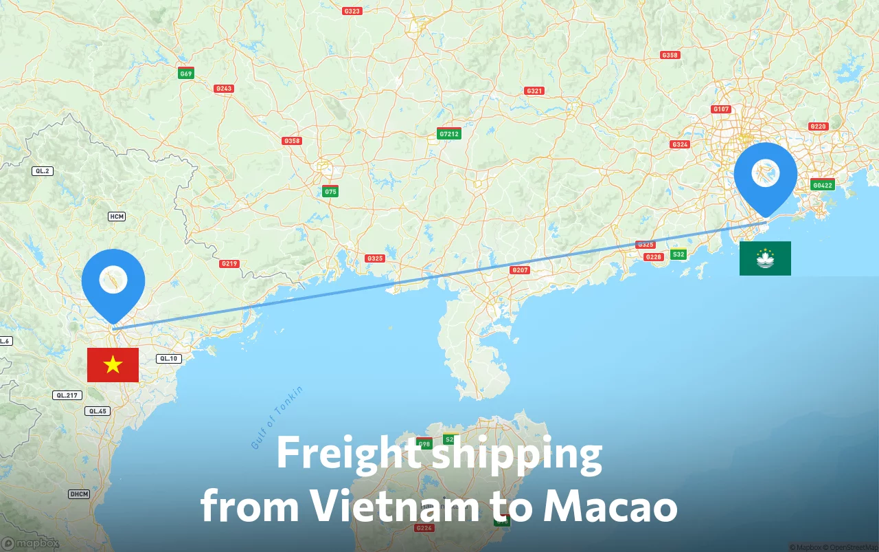 Shipping route from Vietnam to Macao