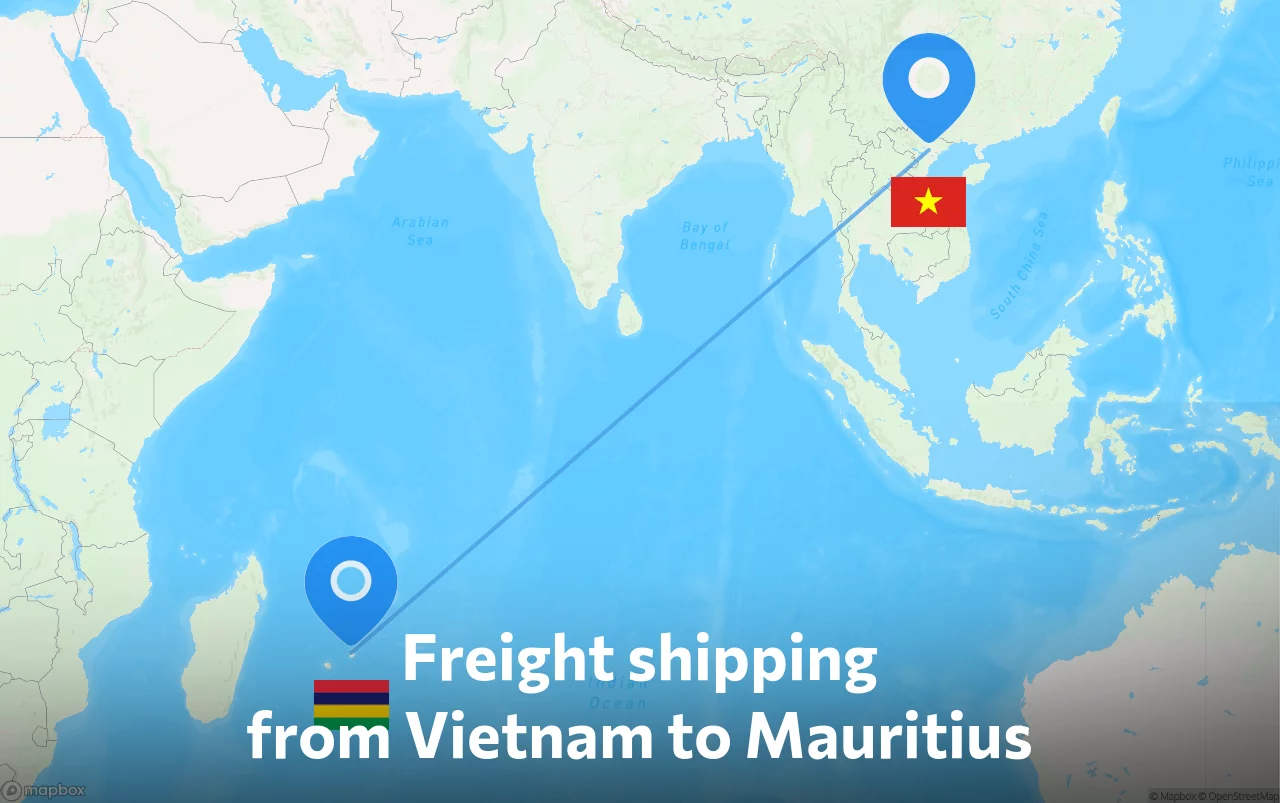 Shipping route from Vietnam to Mauritius