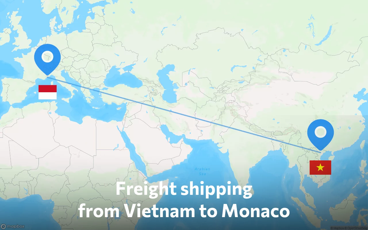Shipping route from Vietnam to Monaco