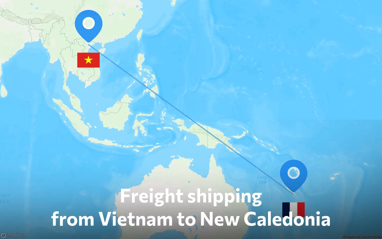 Shipping route from Vietnam to New Caledonia