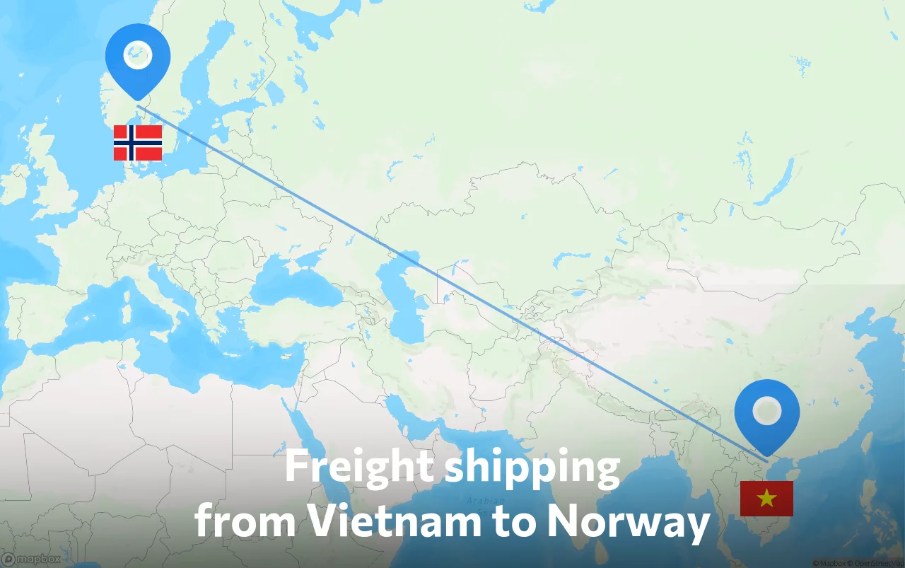 Shipping route from Vietnam to Norway