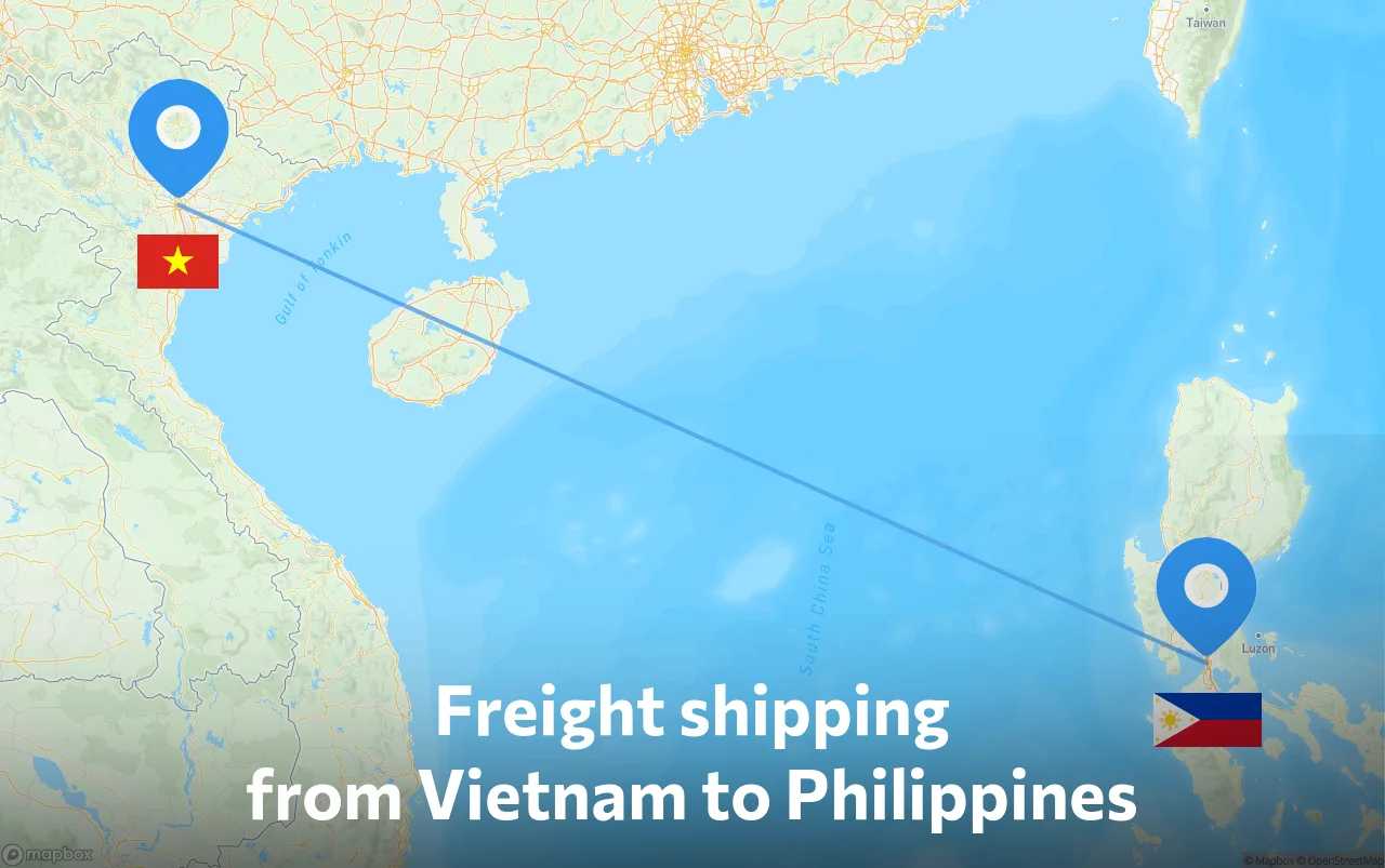 Shipping route from Vietnam to Philippines