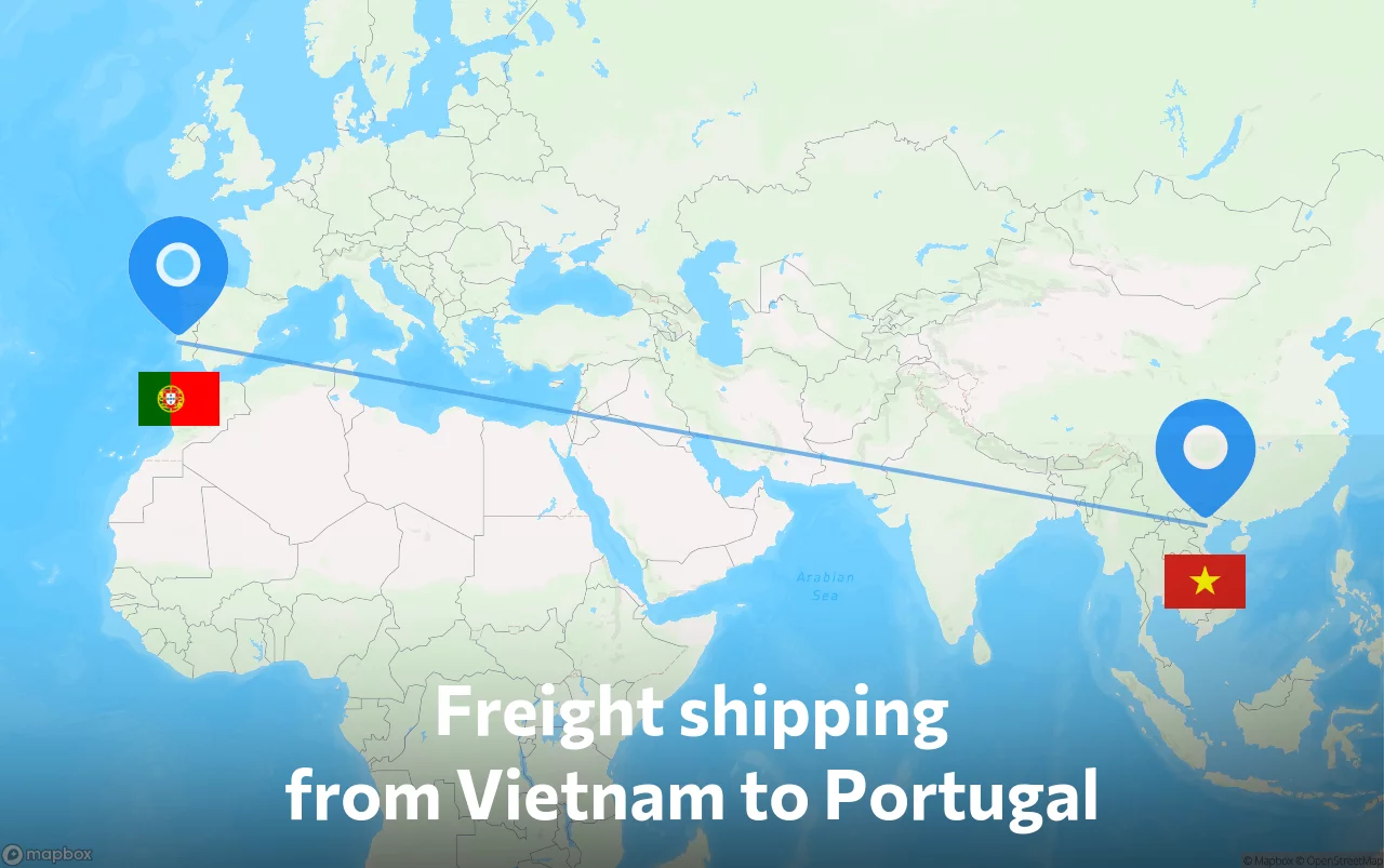 Shipping route from Vietnam to Portugal