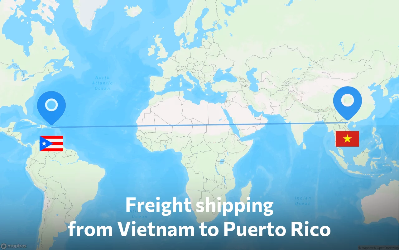 Shipping route from Vietnam to Puerto Rico