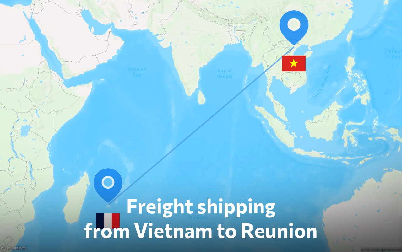 Shipping route from Vietnam to Reunion
