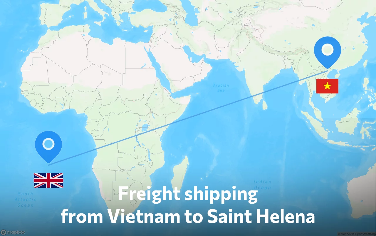 Shipping route from Vietnam to Saint Helena