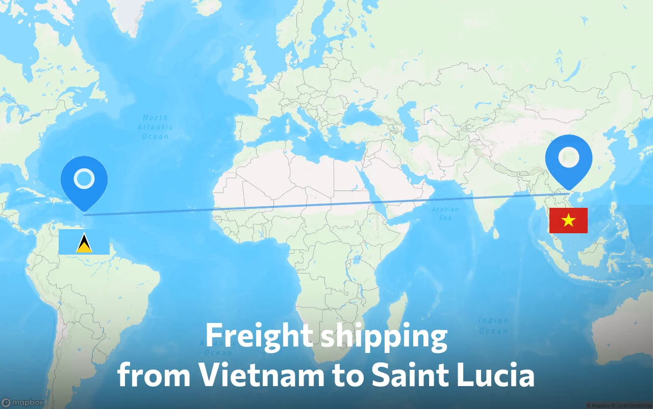 Shipping route from Vietnam to Saint Lucia
