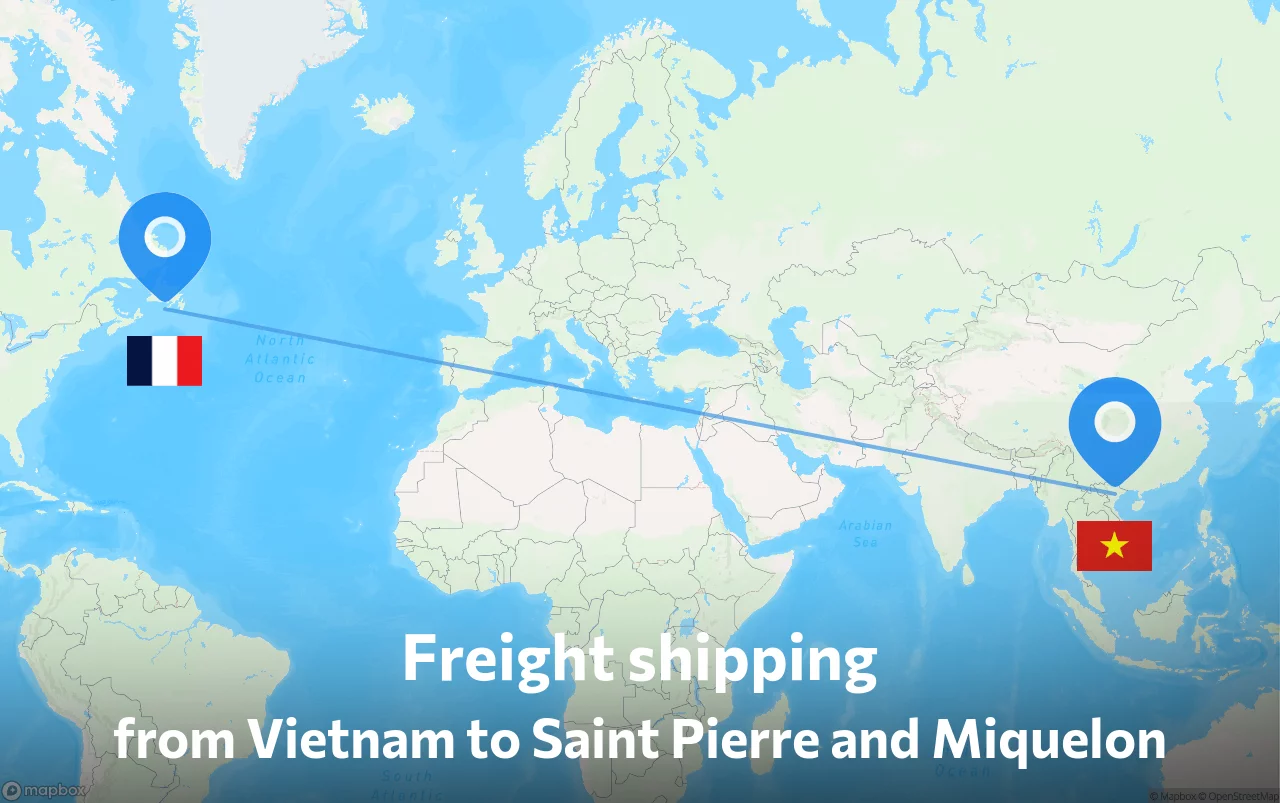 Shipping route from Vietnam to Saint Pierre and Miquelon