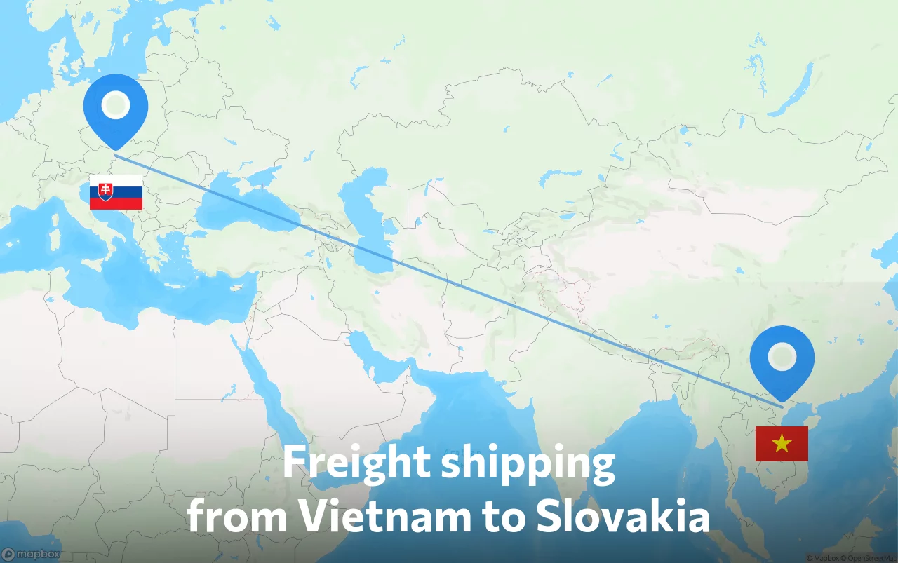 Shipping route from Vietnam to Slovakia