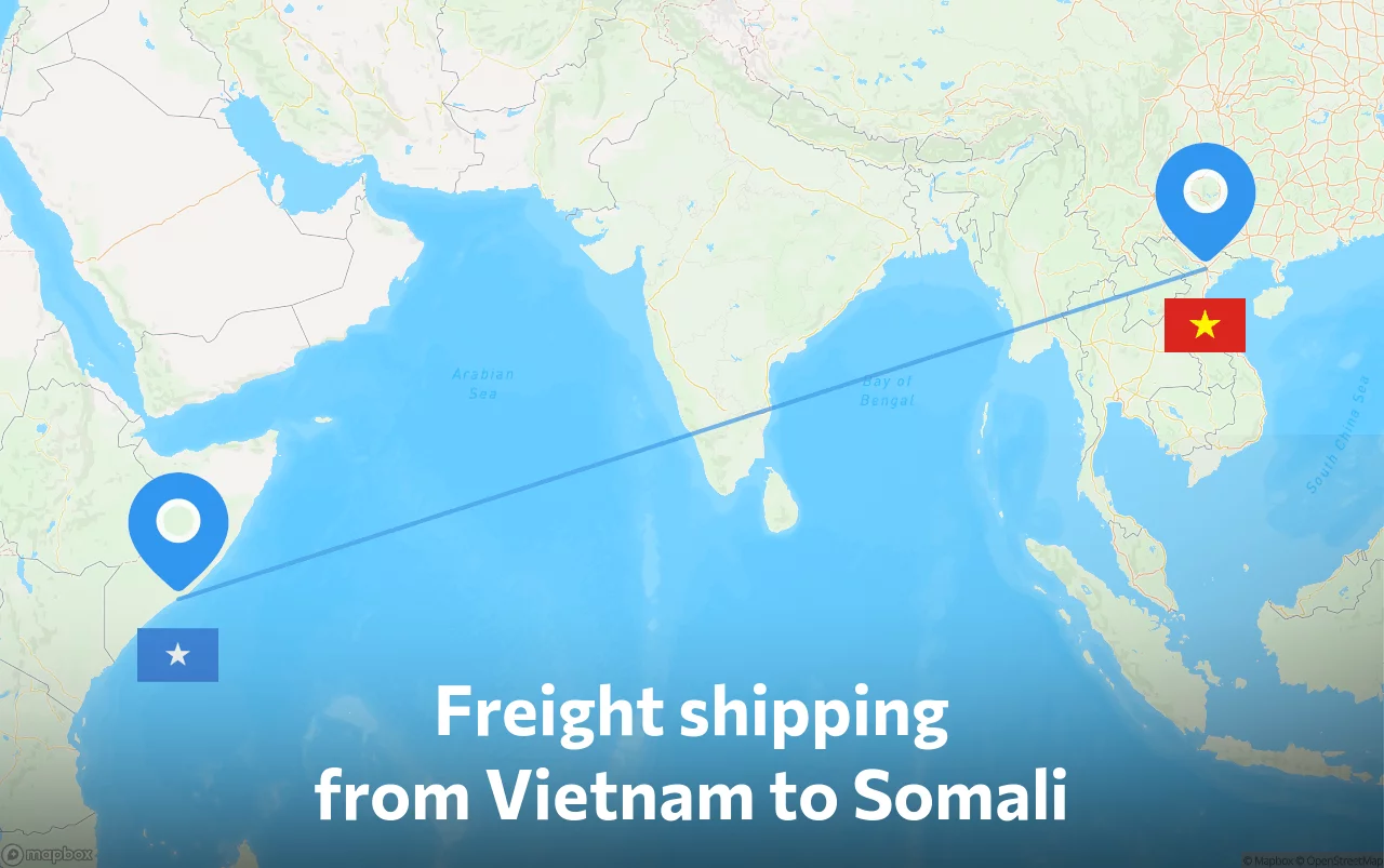 Shipping route from Vietnam to Somali