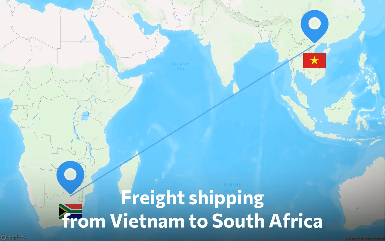 Shipping route from Vietnam to South Africa