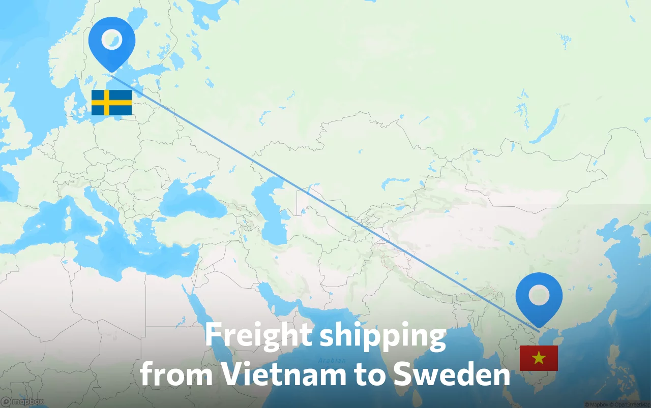 Shipping route from Vietnam to Sweden