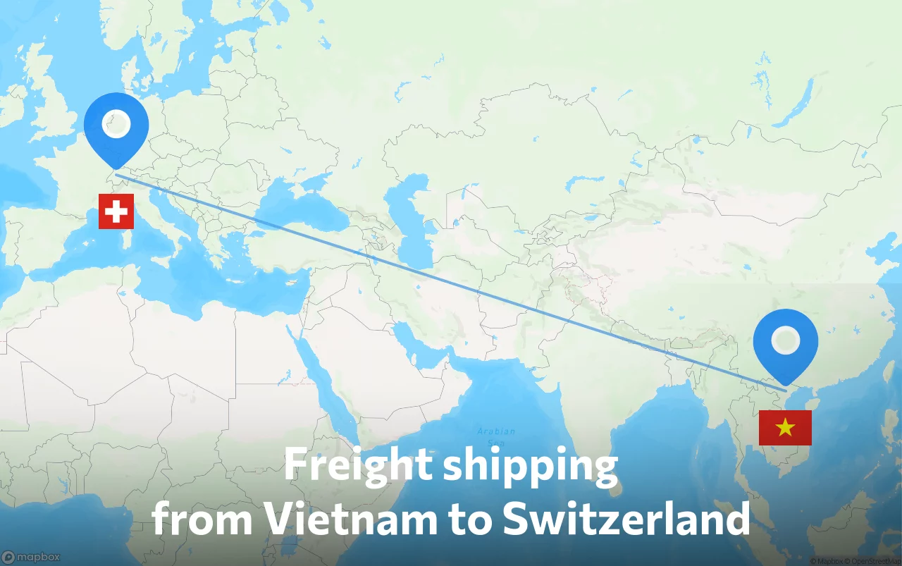 Shipping route from Vietnam to Switzerland
