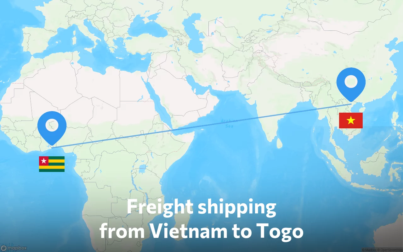 Shipping route from Vietnam to Togo