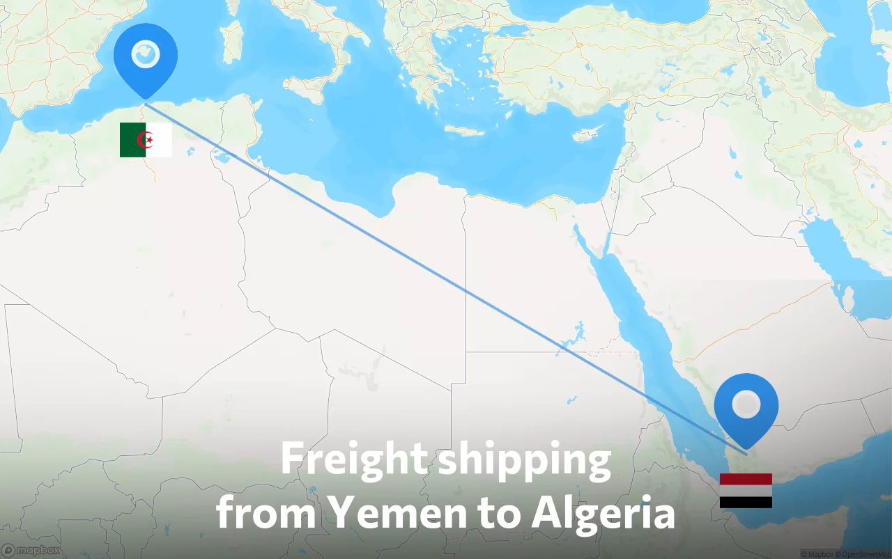 Shipping route from Yemen to Algeria