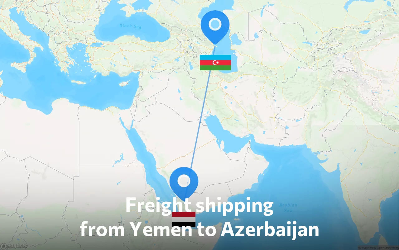Shipping route from Yemen to Azerbaijan