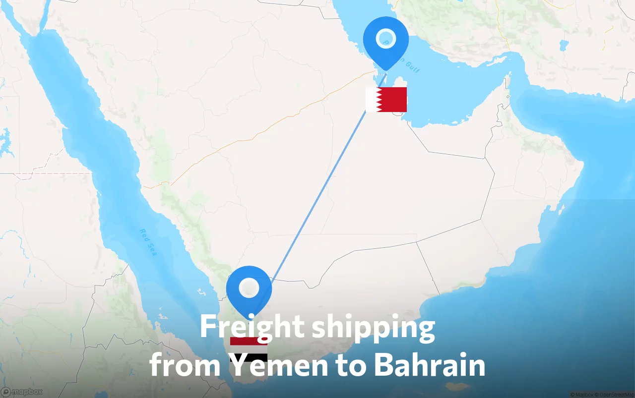 Shipping route from Yemen to Bahrain