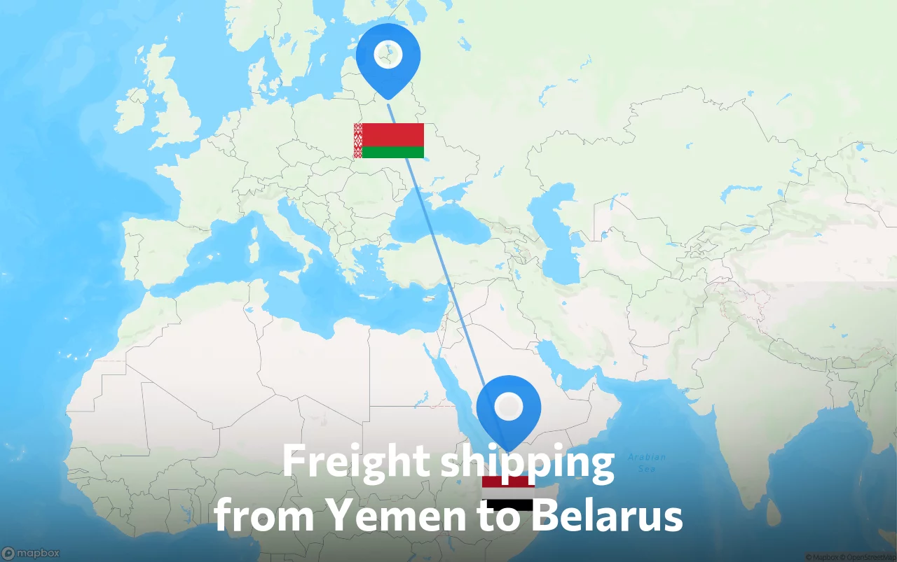 Shipping route from Yemen to Belarus
