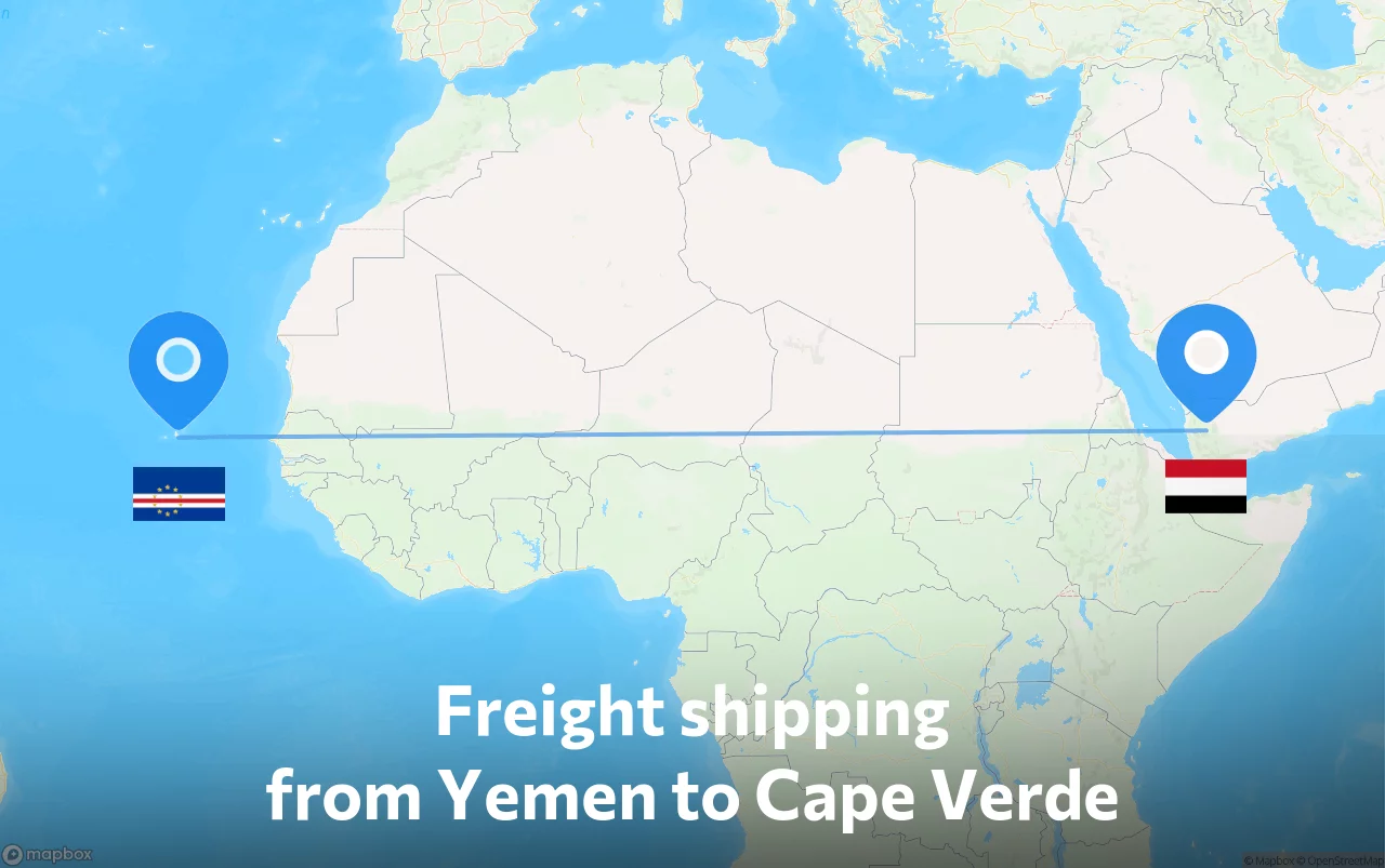 Shipping route from Yemen to Cape Verde