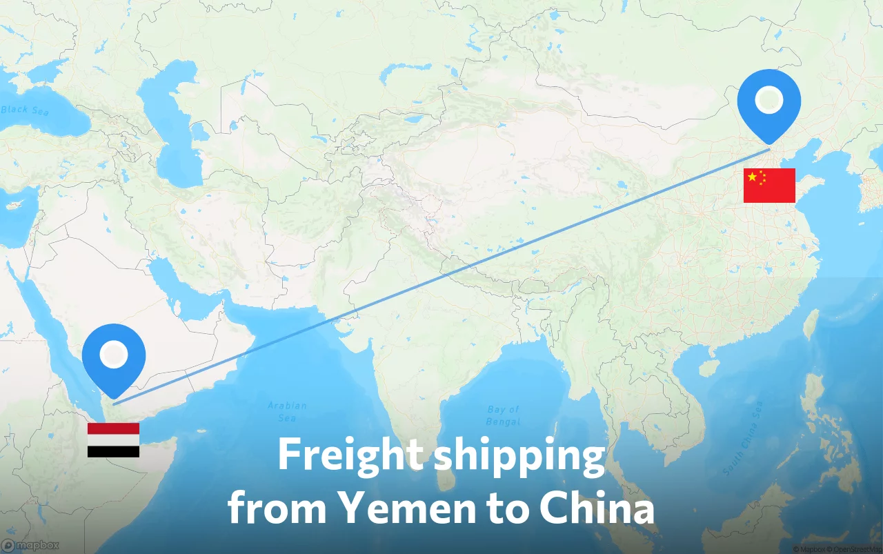 Shipping route from Yemen to China
