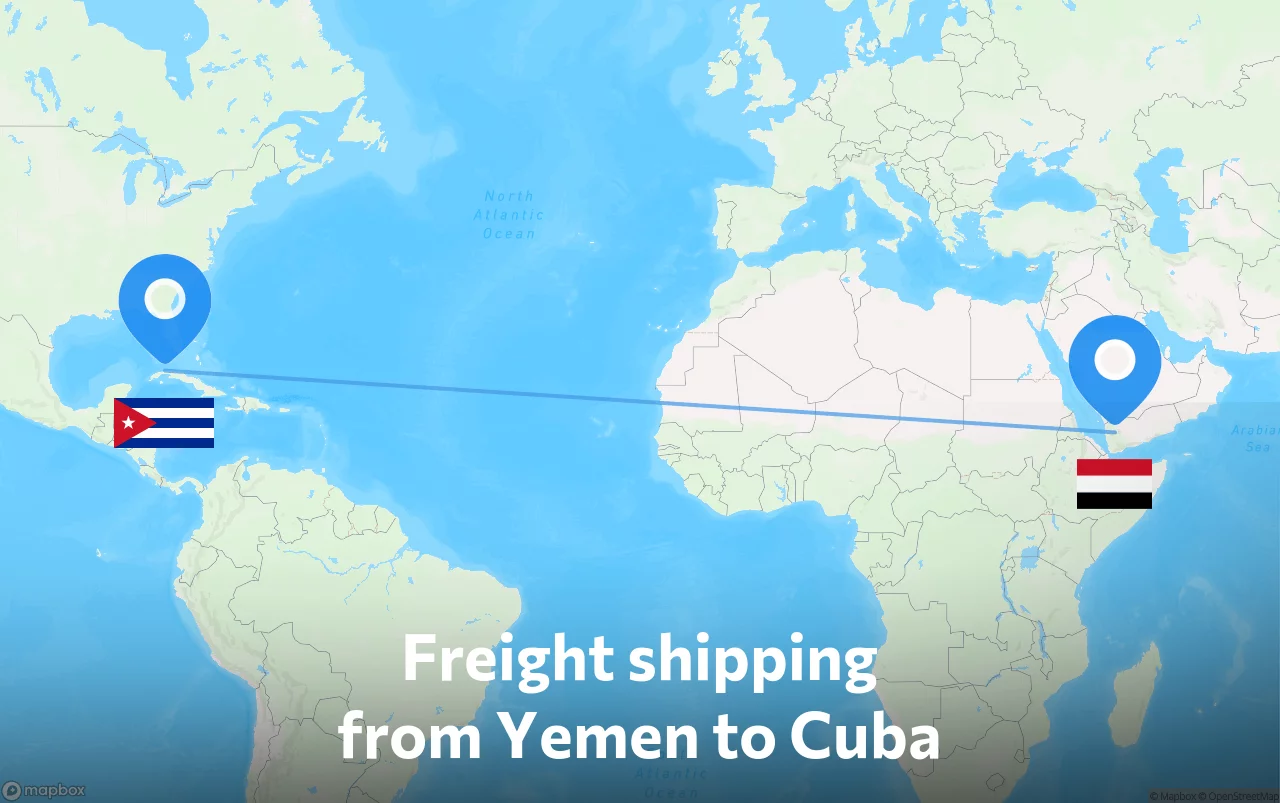 Shipping route from Yemen to Cuba