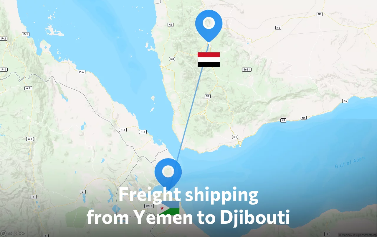 Shipping route from Yemen to Djibouti