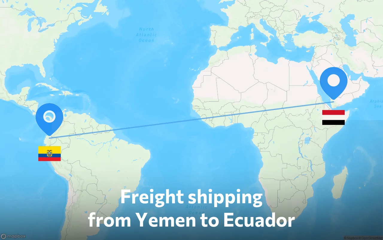 Shipping route from Yemen to Ecuador