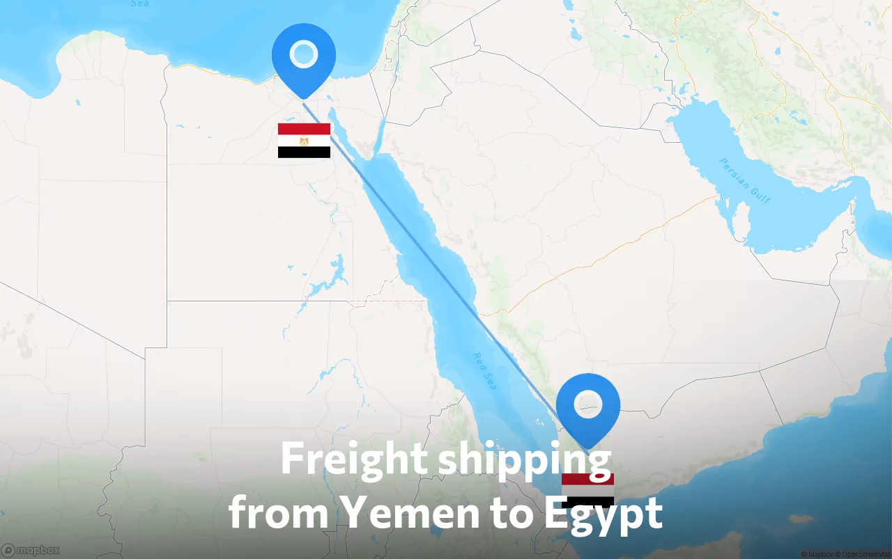 Shipping route from Yemen to Egypt