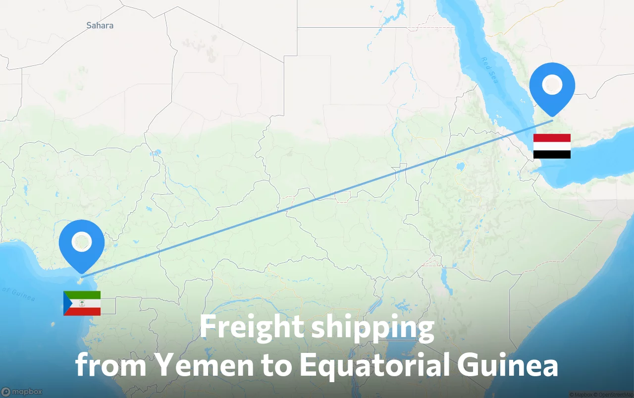 Shipping route from Yemen to Equatorial Guinea