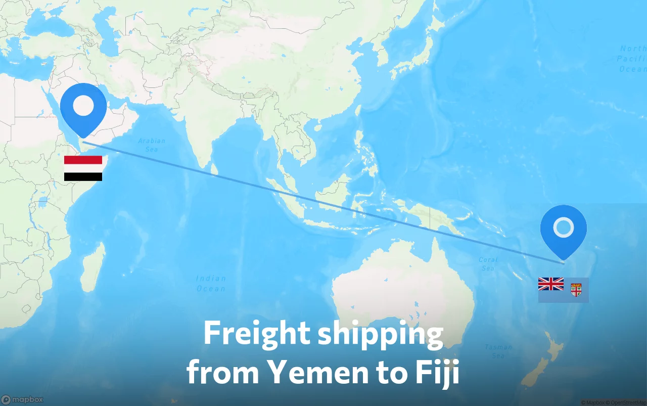 Shipping route from Yemen to Fiji
