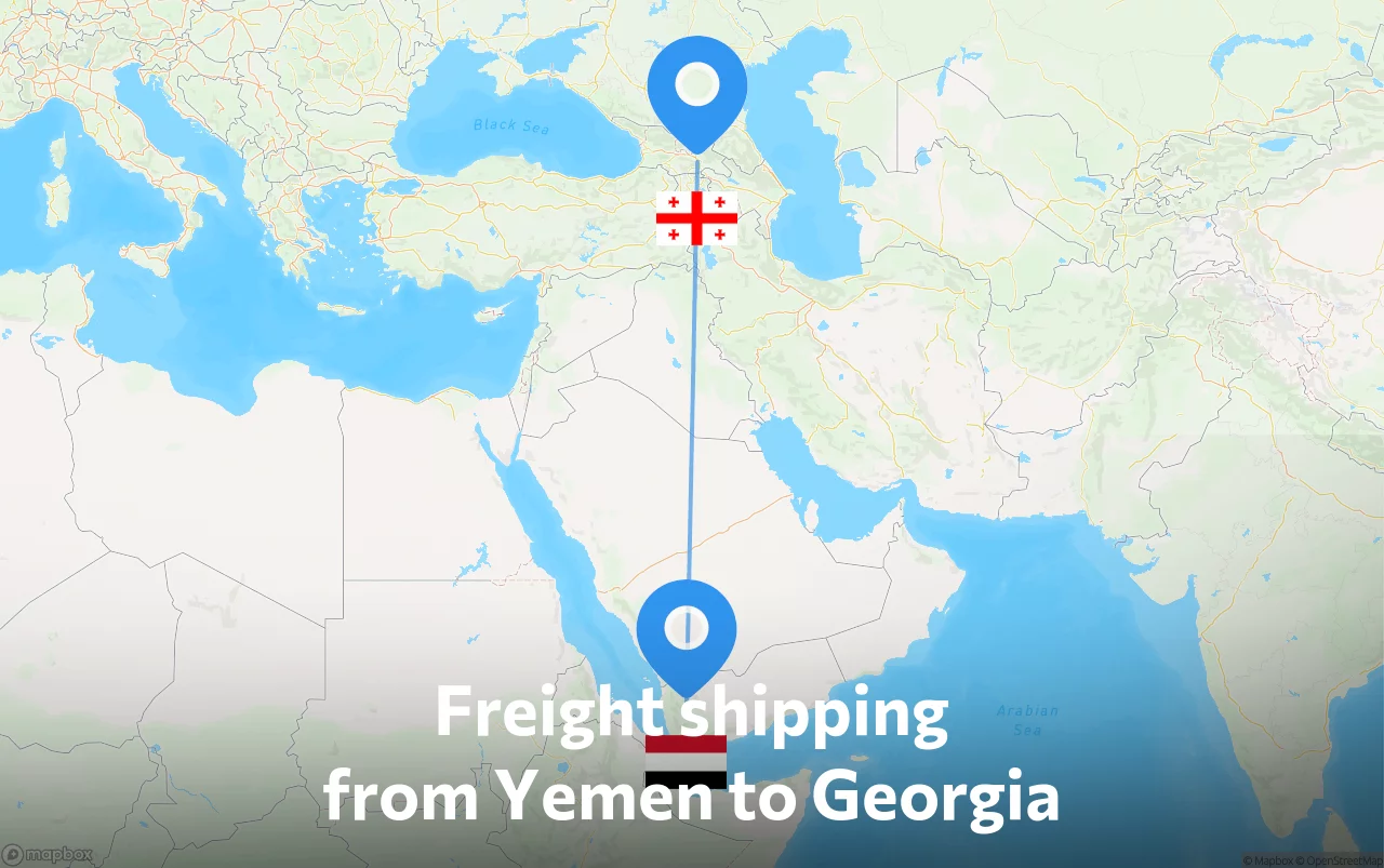 Shipping route from Yemen to Georgia
