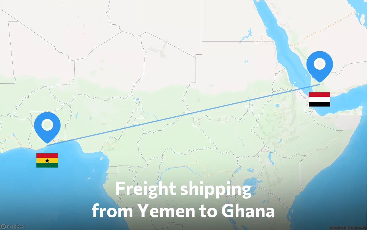 Shipping route from Yemen to Ghana