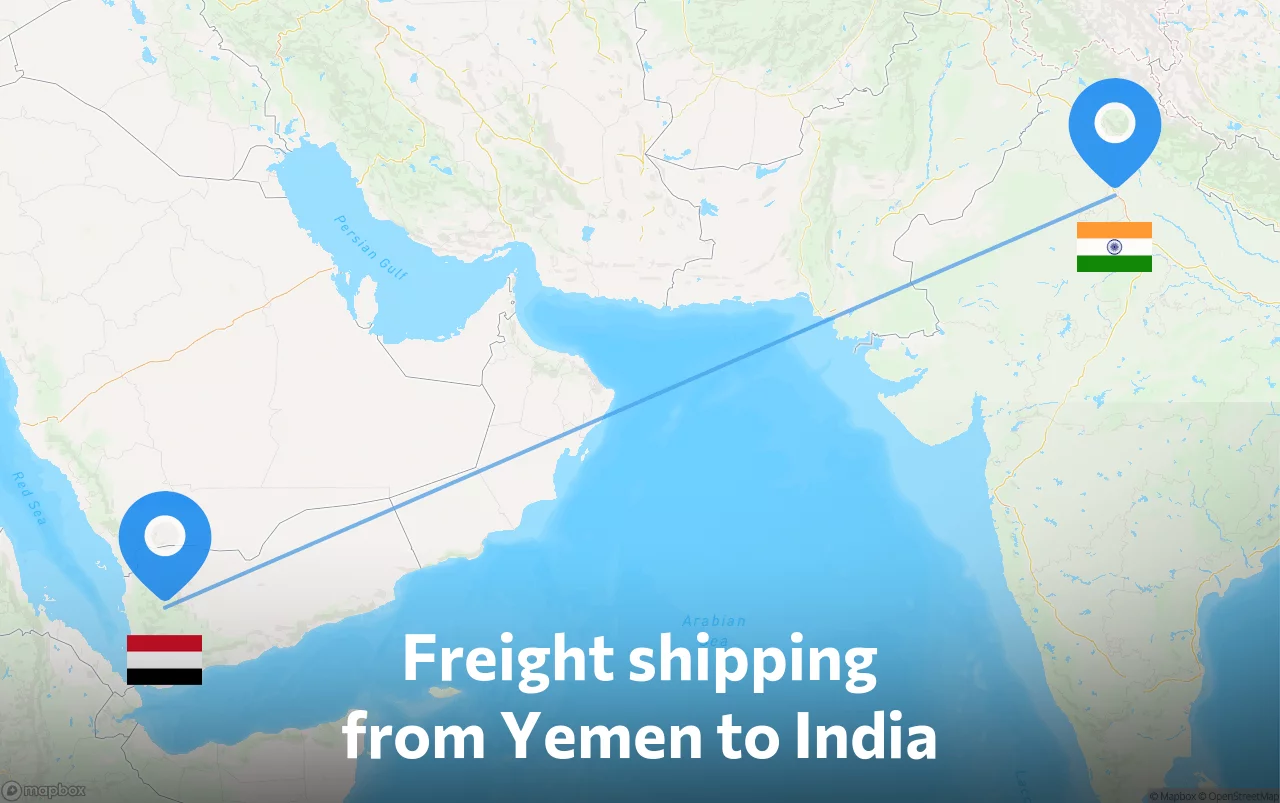 Shipping route from Yemen to India