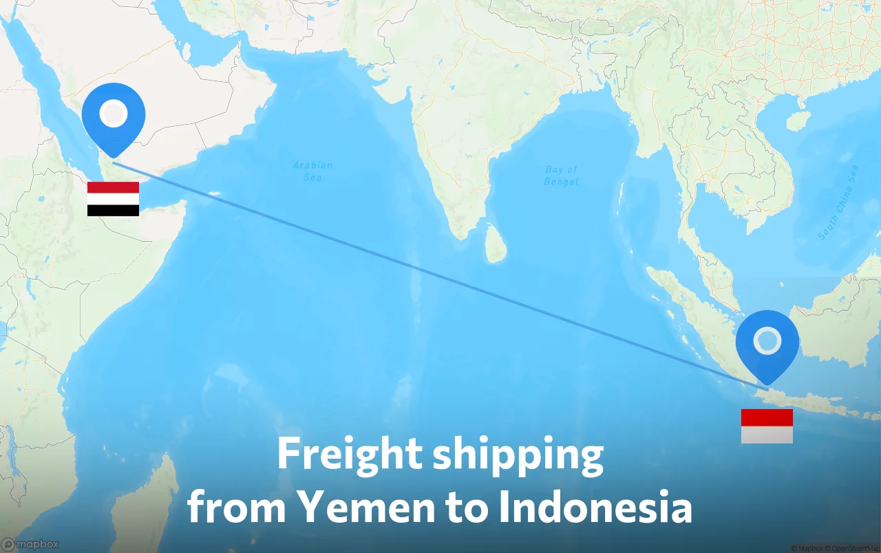 Shipping route from Yemen to Indonesia
