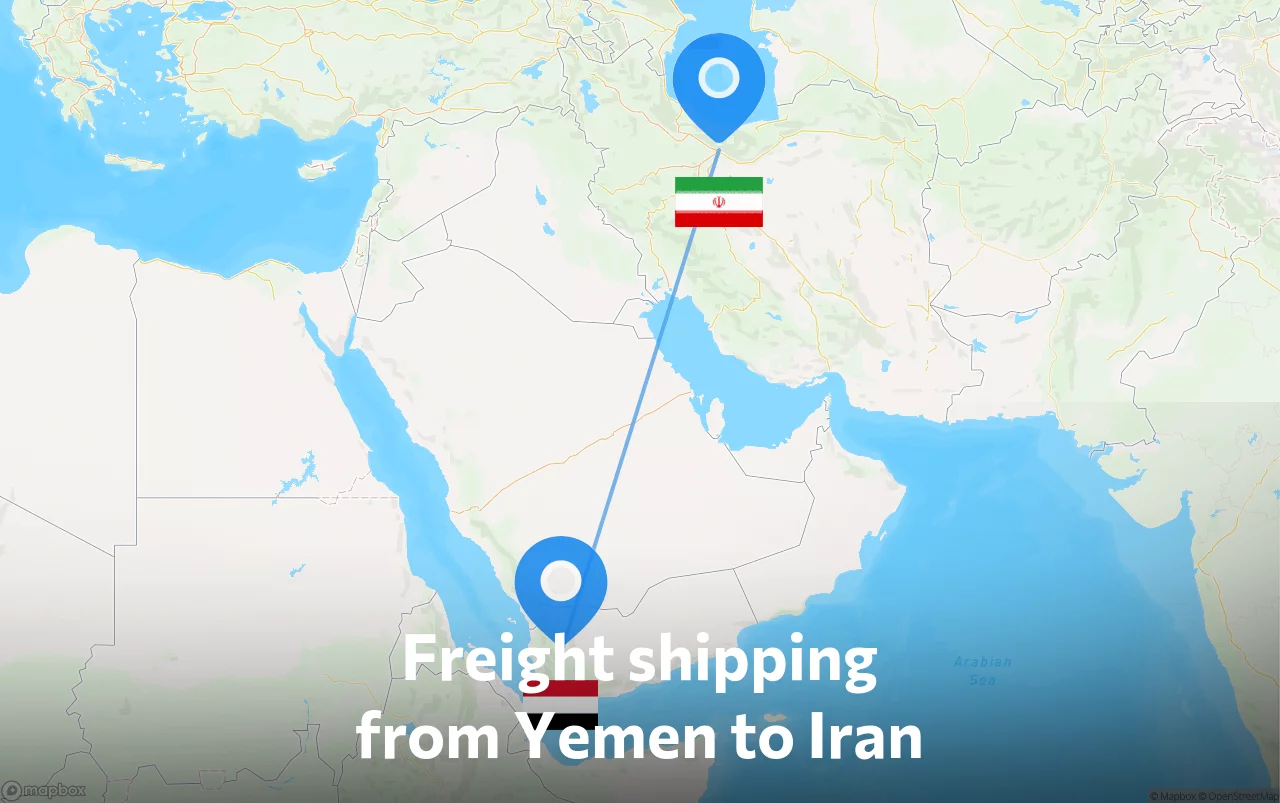 Shipping route from Yemen to Iran