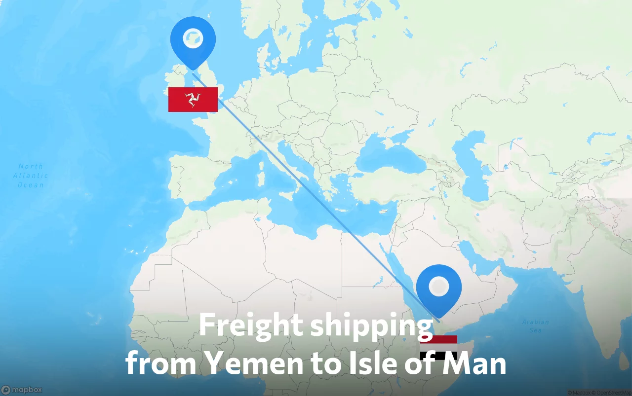 Shipping route from Yemen to Isle of Man