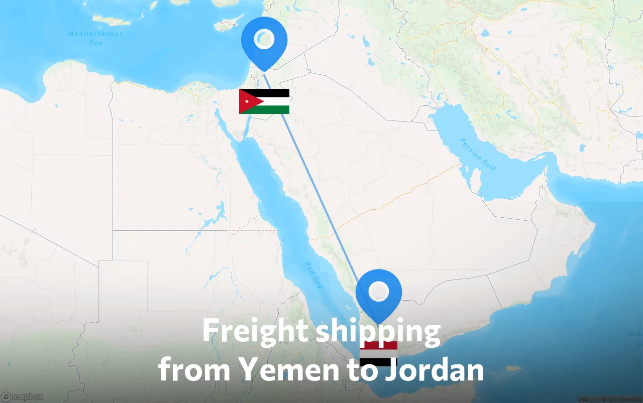 Shipping route from Yemen to Jordan