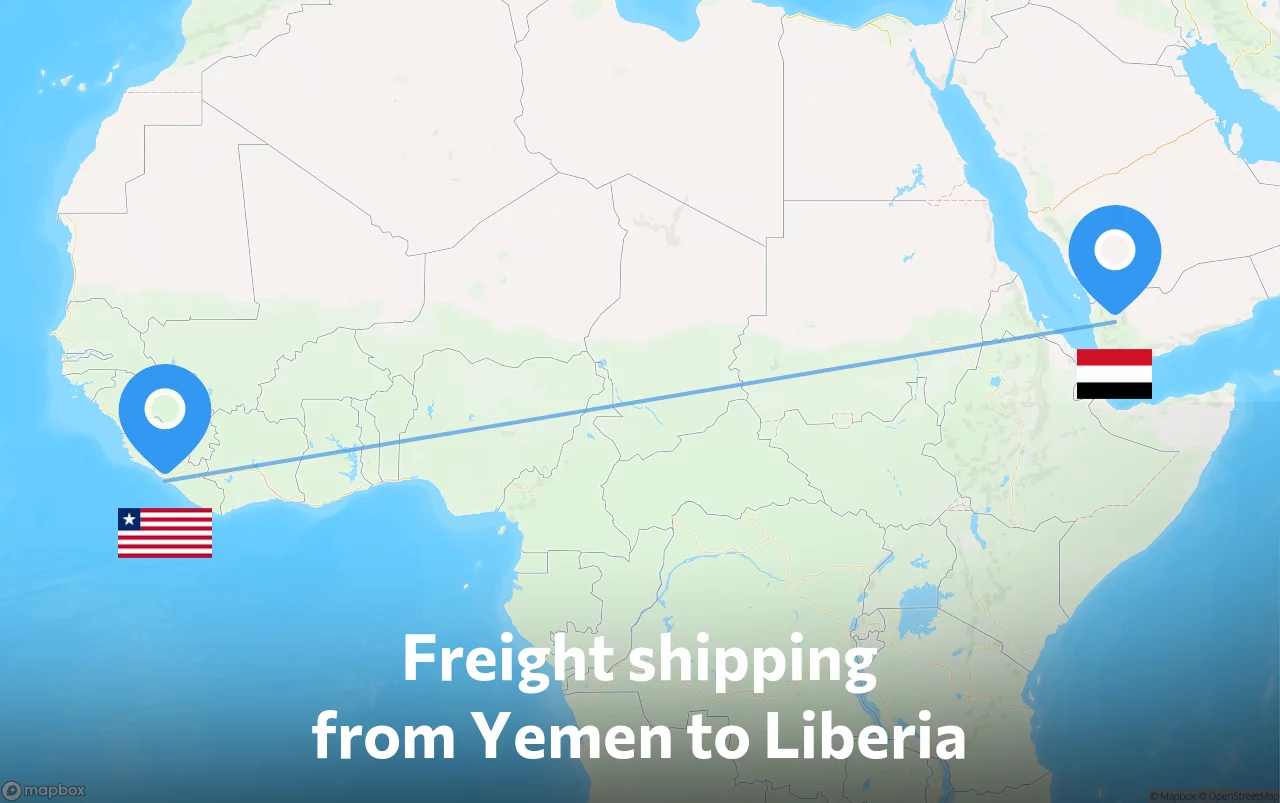 Shipping route from Yemen to Liberia