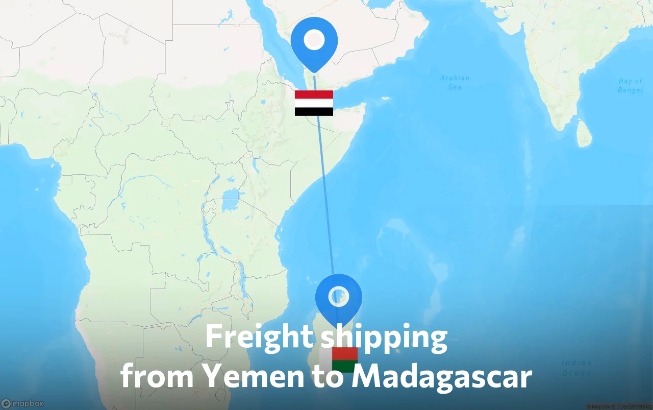 Shipping route from Yemen to Madagascar