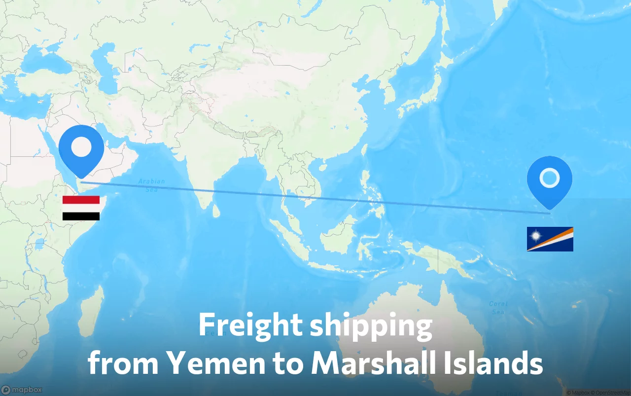 Shipping route from Yemen to Marshall Islands