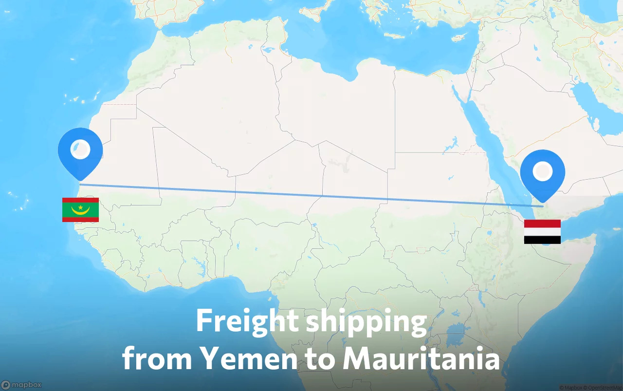 Shipping route from Yemen to Mauritania