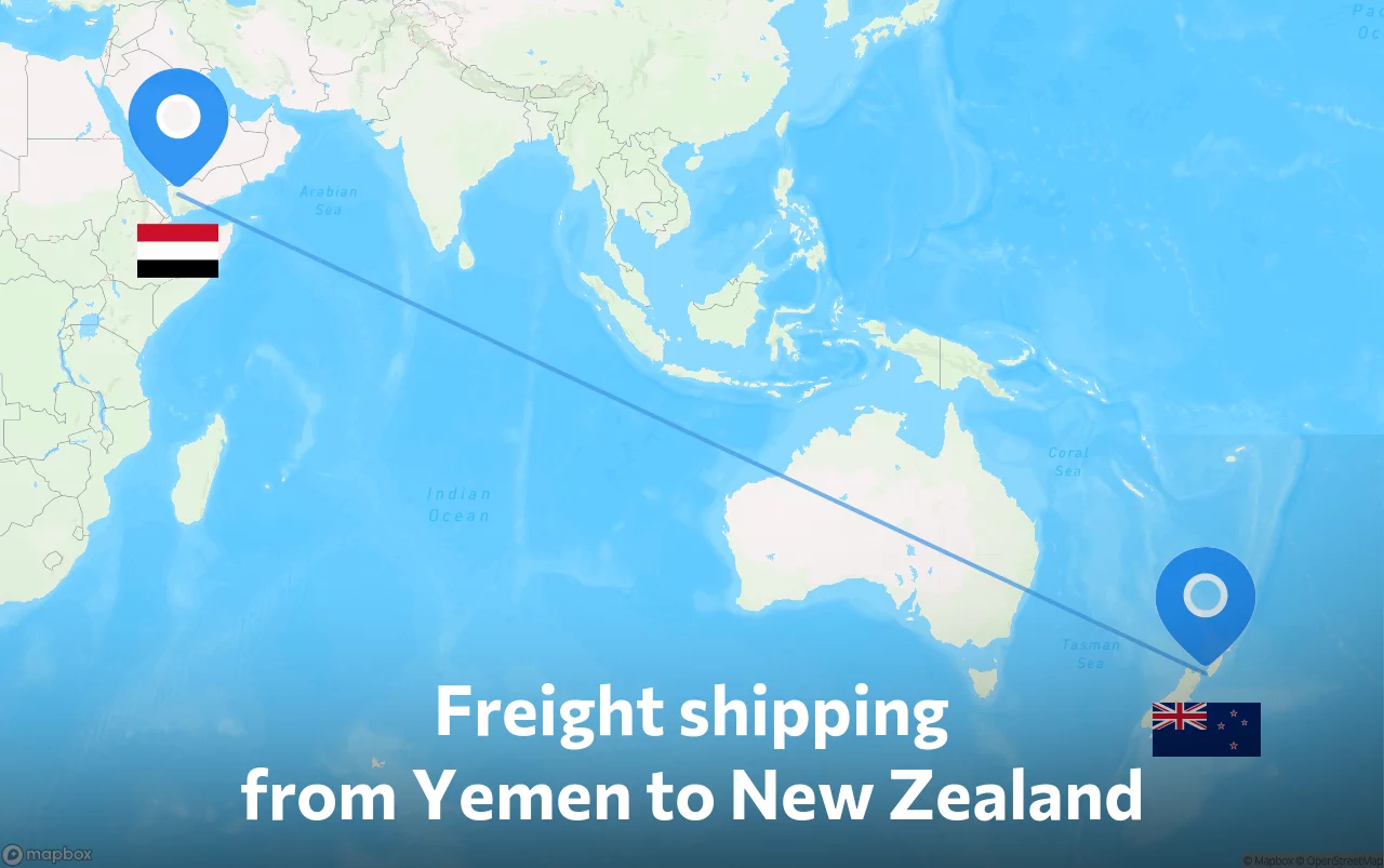 Shipping route from Yemen to New Zealand