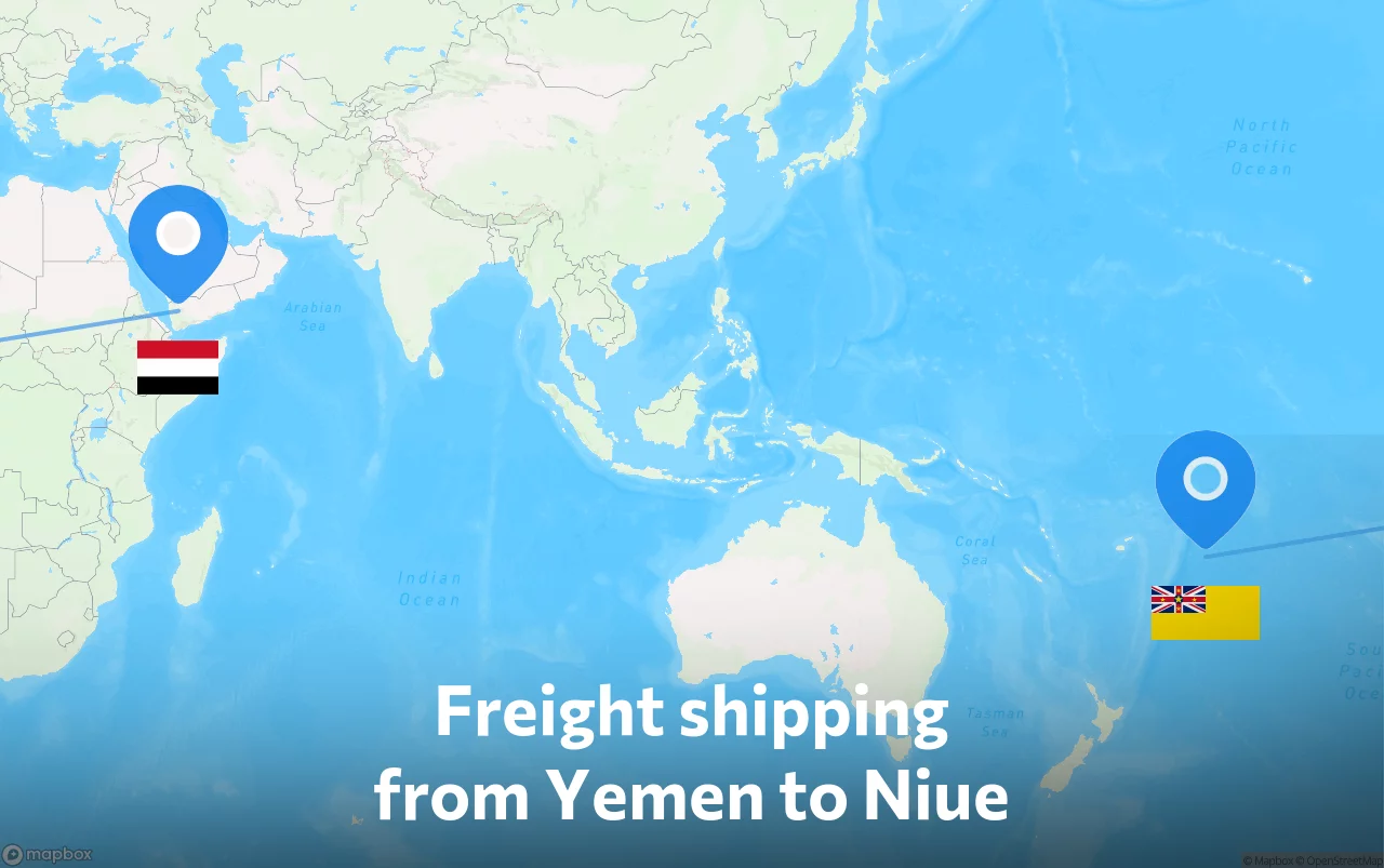 Shipping route from Yemen to Niue