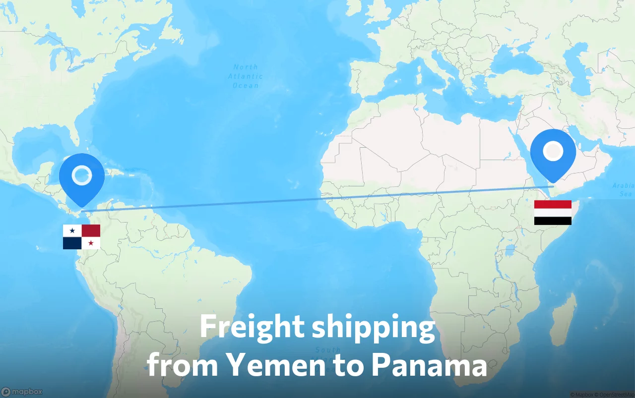Shipping route from Yemen to Panama