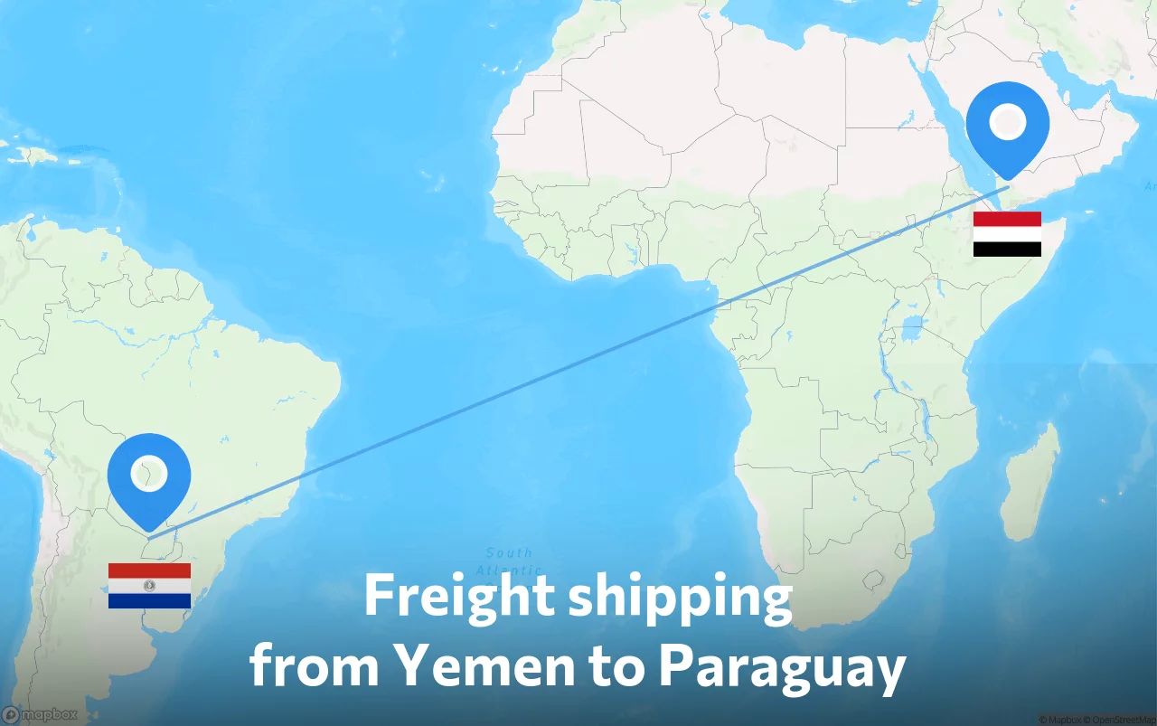 Shipping route from Yemen to Paraguay