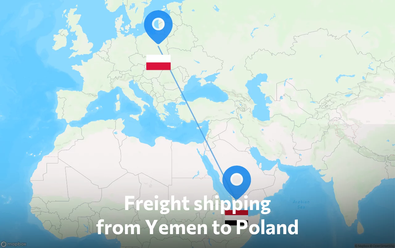 Shipping route from Yemen to Poland