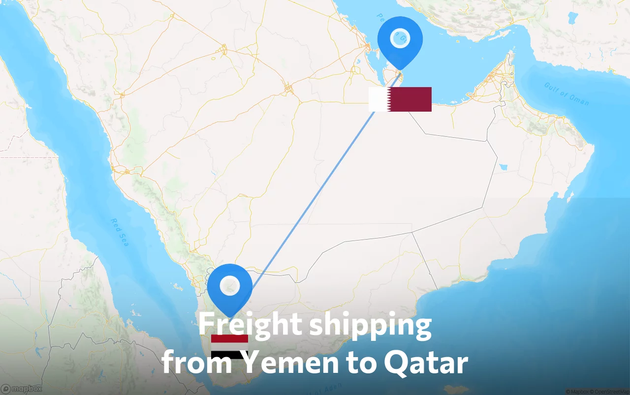 Shipping route from Yemen to Qatar