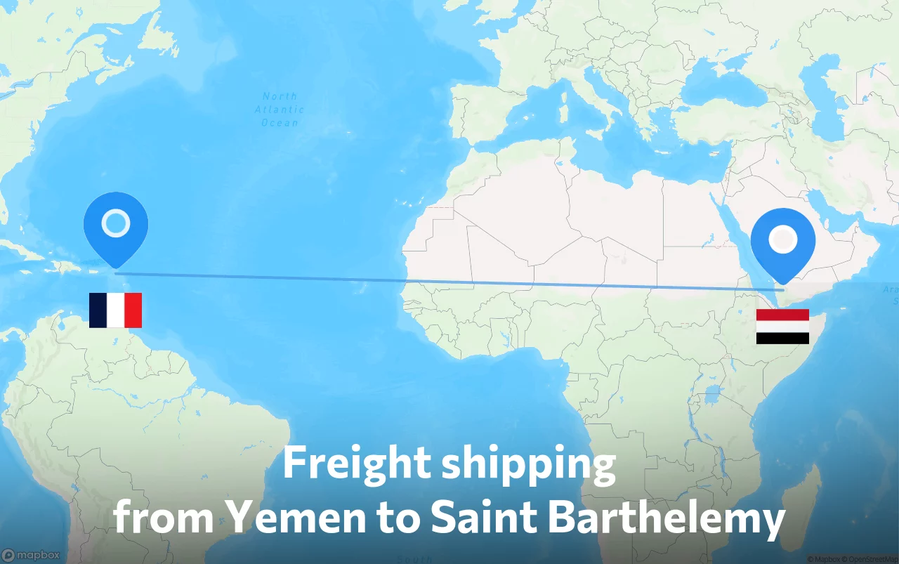 Shipping route from Yemen to Saint Barthelemy